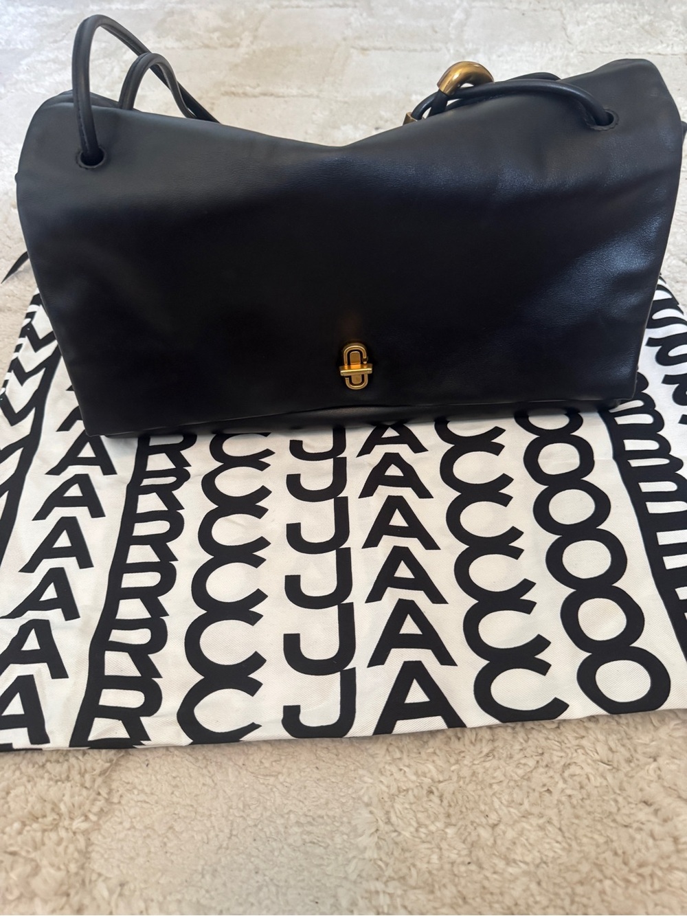 Marc Jacobs The Large Dual Bag – Black Smooth Leather with Gold Hardware